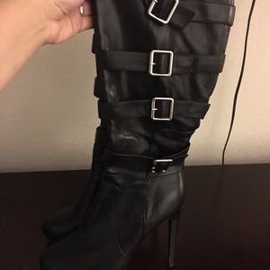 Black buckle boots